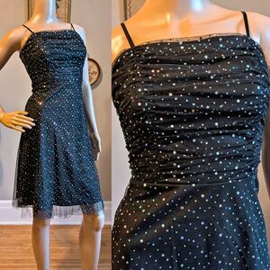 Vintage Y2K I.N. San Francisco Polka Dot Mini Dress Sequin Jrs Size 13